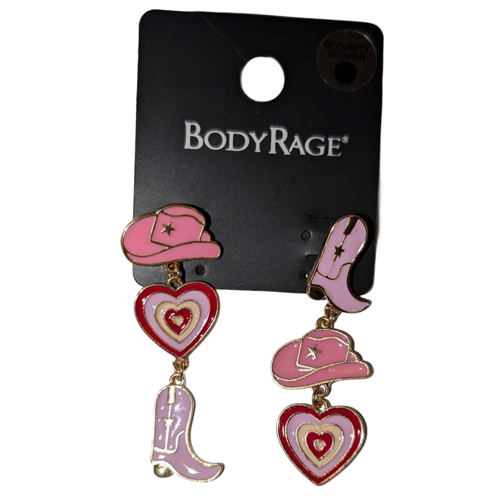 Body Rage Spencer's Pink Cowgirl Drop Earrings